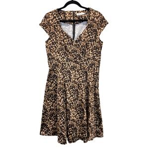 Bbonlinedress Leopard Print Cap Sleeve Fit and Flare Retro Pinup Dress 2XL Plus